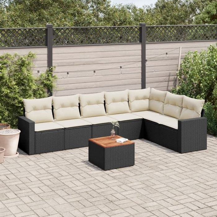 Set mobilier de grădină cu perne, 8 piese, negru, poliratan - WALTI WALTI