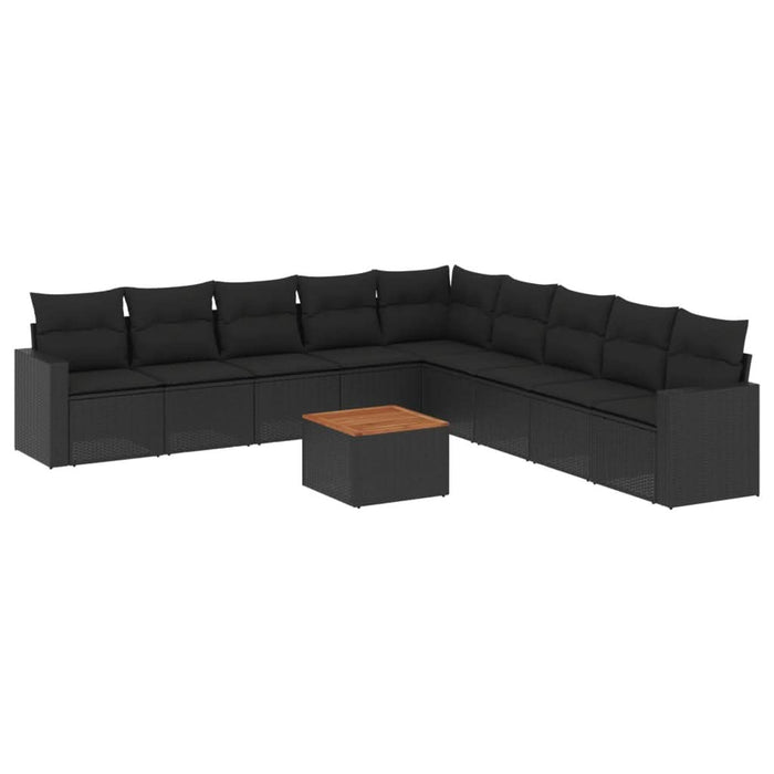 Set canapele de grădină cu perne, 10 piese, negru, poliratan - WALTI WALTI