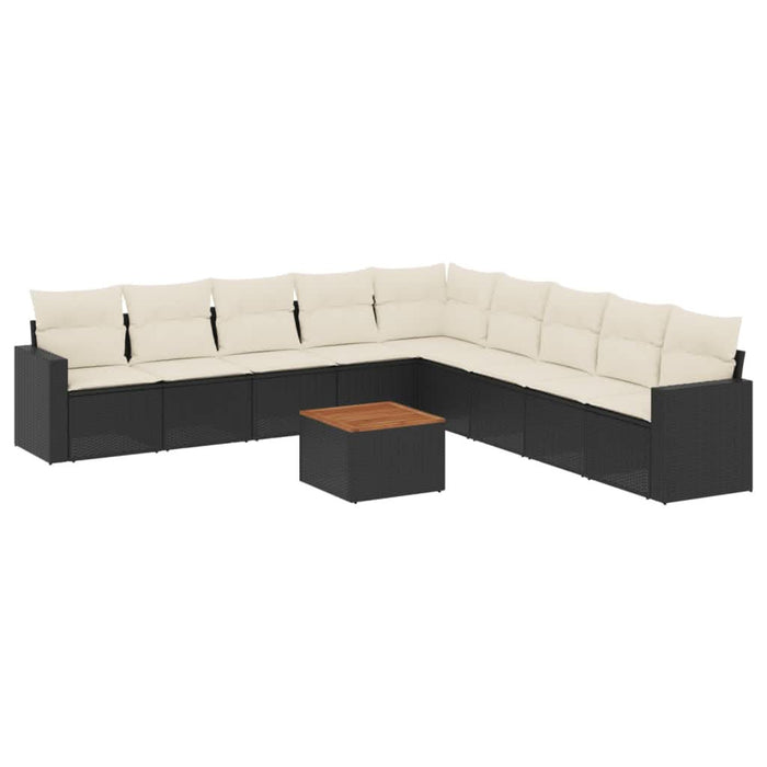 Set canapele de grădină cu perne, 10 piese, negru, poliratan - WALTI WALTI