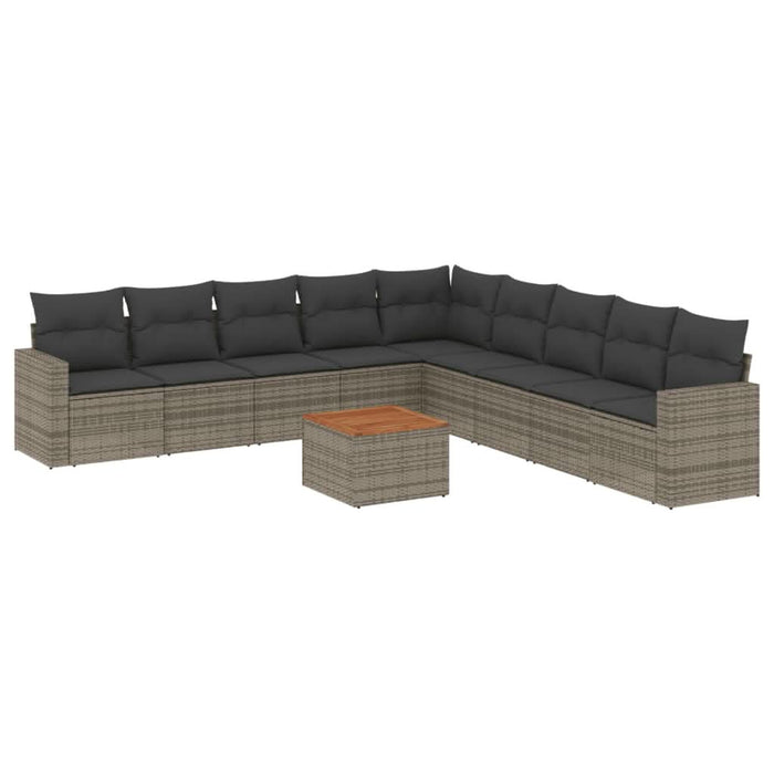 Set mobilier de grădină cu perne, 10 piese, gri, poliratan - WALTI WALTI