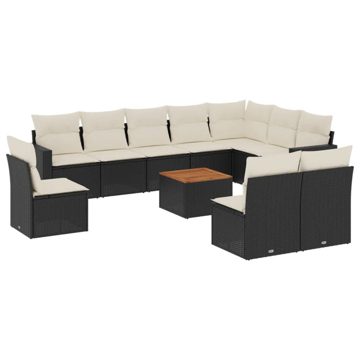 Set canapele de grădină cu perne, 11 piese, negru, poliratan - WALTI WALTI