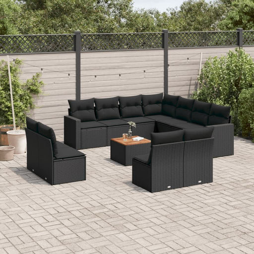 Set canapele de grădină, 12 piese, cu perne, negru, poliratan - WALTI WALTI