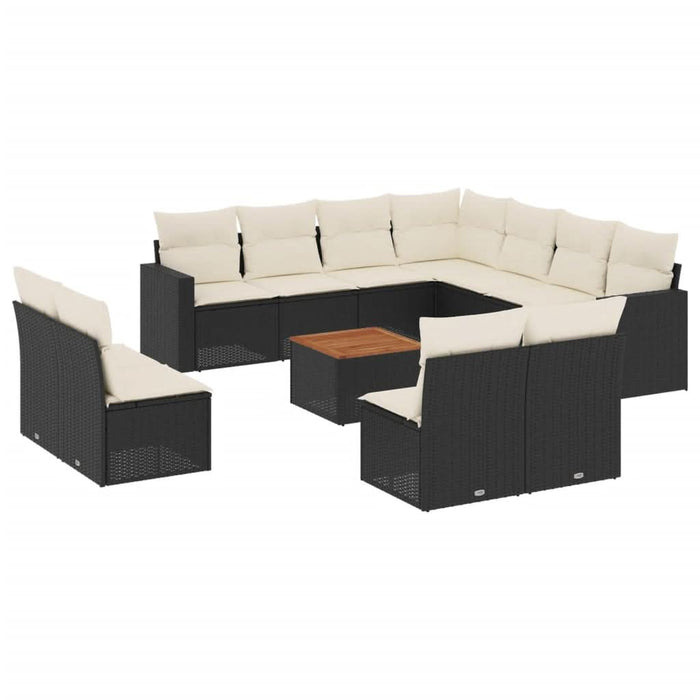 Set canapele de grădină, 12 piese, cu perne, negru, poliratan - WALTI WALTI