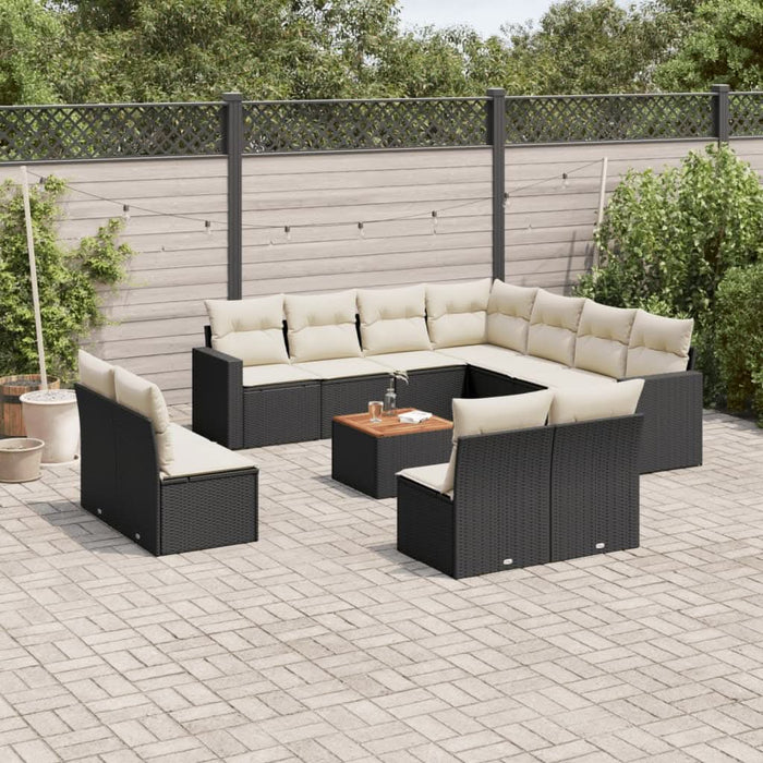 Set canapele de grădină, 12 piese, cu perne, negru, poliratan - WALTI WALTI