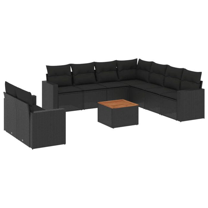 Set canapele de grădină cu perne, 10 piese, negru, poliratan - WALTI WALTI