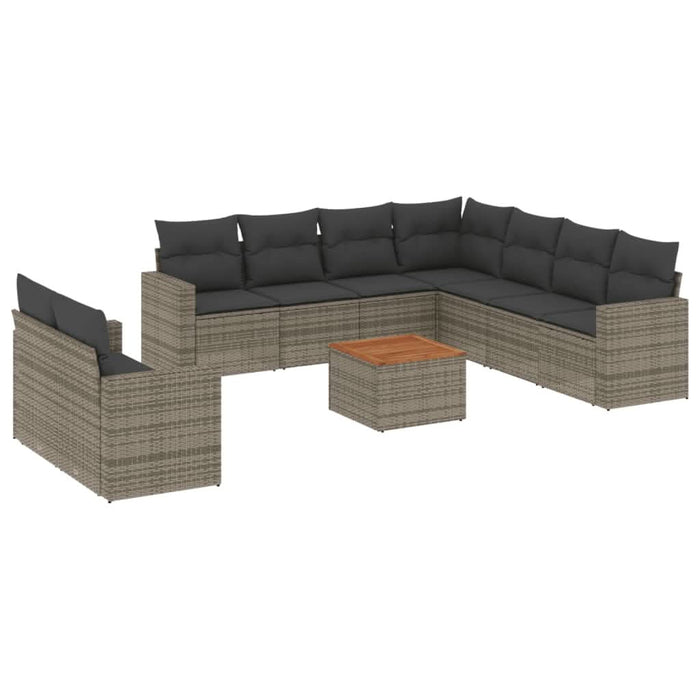 Set mobilier de grădină cu perne, 10 piese, gri, poliratan - WALTI WALTI