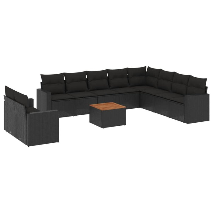 Set canapele de grădină cu perne, 11 piese, negru, poliratan - WALTI WALTI