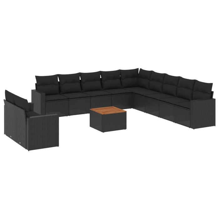 Set canapele de grădină, 12 piese, cu perne, negru, poliratan - WALTI WALTI