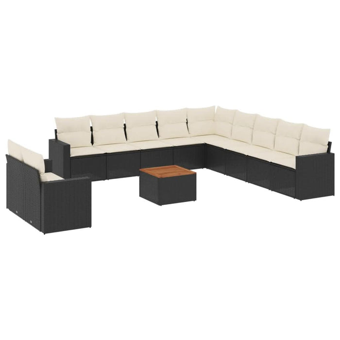 Set canapele de grădină, 12 piese, cu perne, negru, poliratan - WALTI WALTI