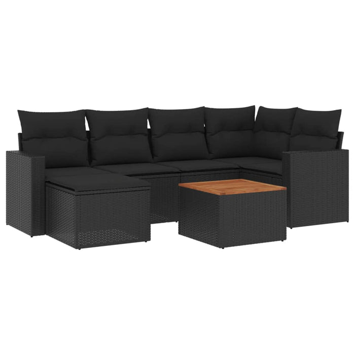 Set canapele de grădină cu perne, 7 piese, negru, poliratan - WALTI WALTI
