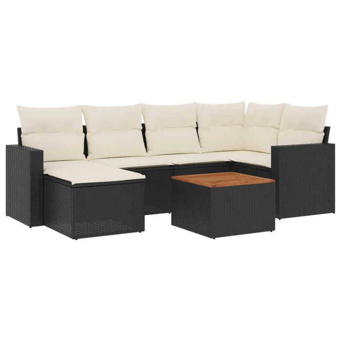 Set canapele de grădină cu perne, 7 piese, negru, poliratan - WALTI WALTI