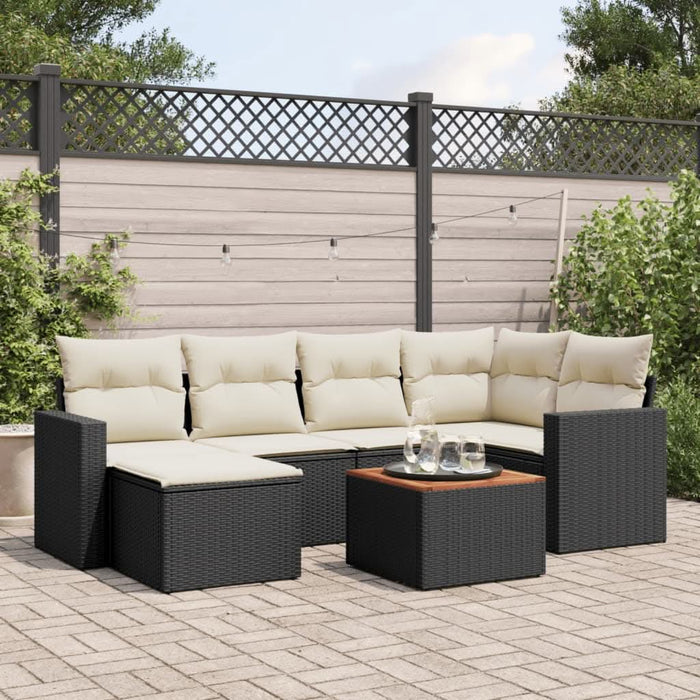 Set canapele de grădină cu perne, 7 piese, negru, poliratan - WALTI WALTI