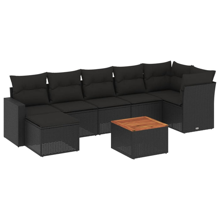 Set mobilier de grădină cu perne, 8 piese, negru, poliratan - WALTI WALTI