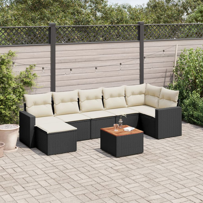 Set mobilier de grădină cu perne, 8 piese, negru, poliratan - WALTI WALTI