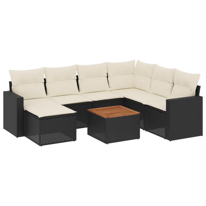 Set mobilier de grădină cu perne, 8 piese, negru, poliratan - WALTI WALTI
