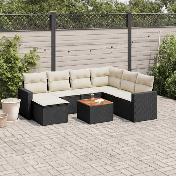 Set mobilier de grădină cu perne, 8 piese, negru, poliratan - WALTI WALTI