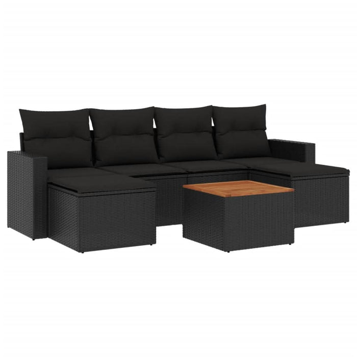 Set canapele de grădină cu perne, 7 piese, negru, poliratan - WALTI WALTI