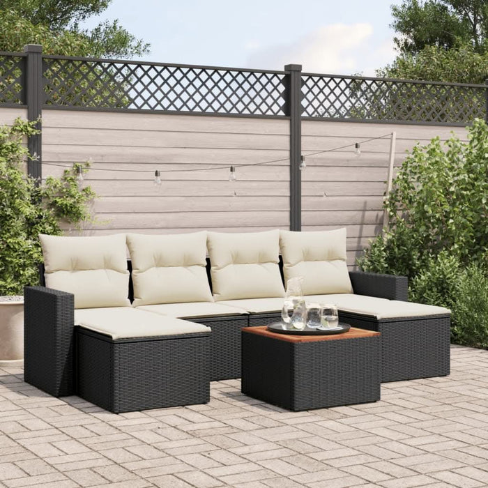 Set canapele de grădină cu perne, 7 piese, negru, poliratan - WALTI WALTI