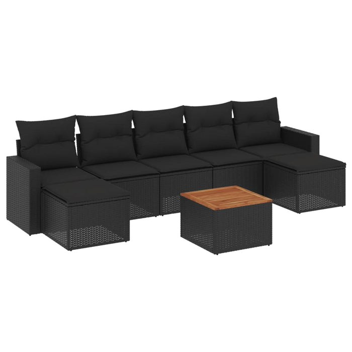 Set mobilier de grădină cu perne, 8 piese, negru, poliratan - WALTI WALTI