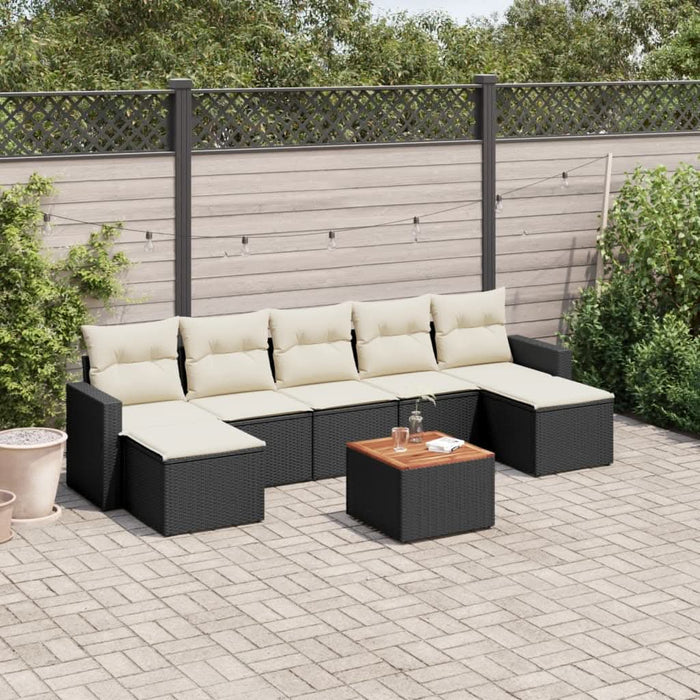 Set mobilier de grădină cu perne, 8 piese, negru, poliratan - WALTI WALTI