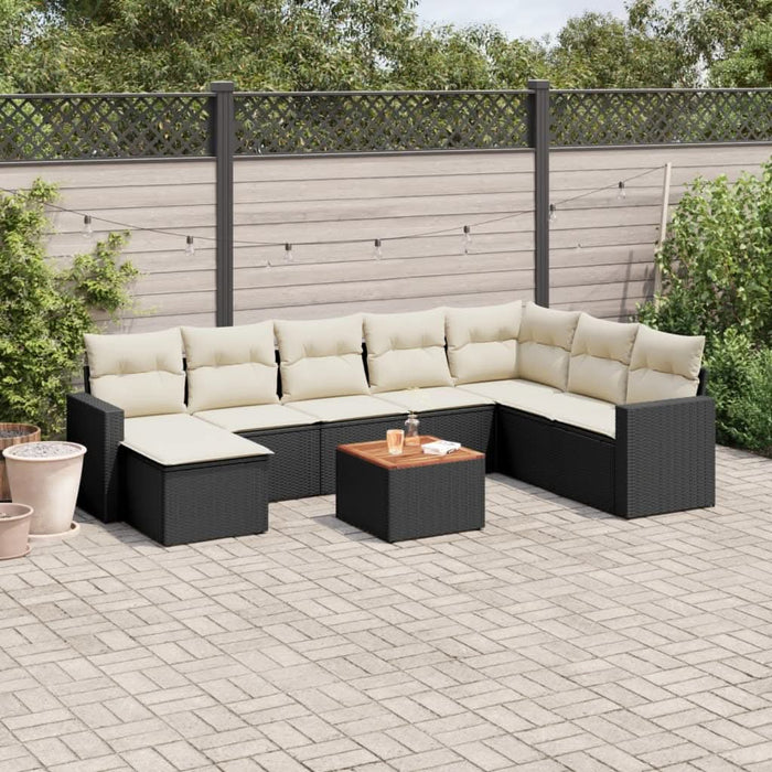 Set mobilier de grădină cu perne, 9 piese, negru, poliratan - WALTI WALTI