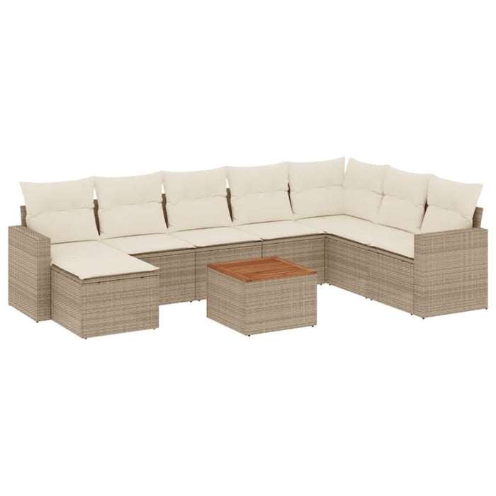 Set canapele de grădină, 9 piese, cu perne, bej, poliratan - WALTI WALTI