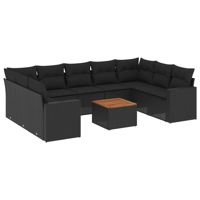 Set canapele de grădină cu perne, 10 piese, negru, poliratan - WALTI WALTI