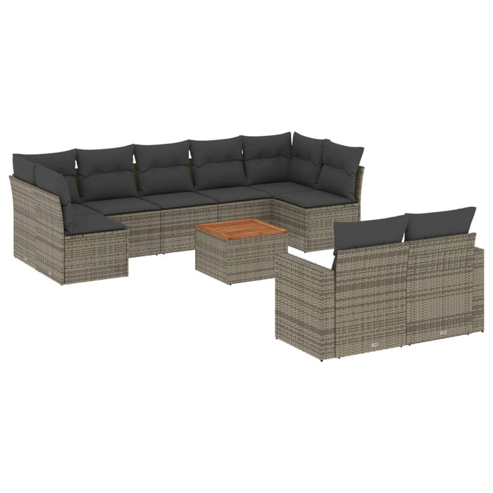 Set mobilier de grădină cu perne, 10 piese, gri, poliratan - WALTI WALTI