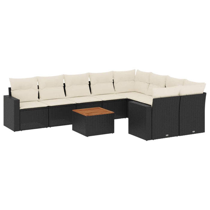 Set canapele de grădină cu perne, 10 piese, negru, poliratan - WALTI WALTI