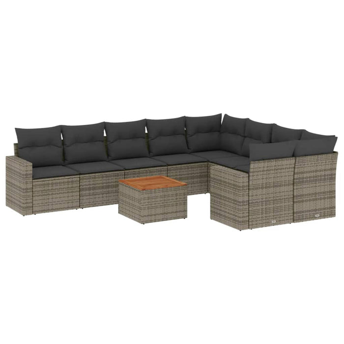 Set mobilier de grădină cu perne, 10 piese, gri, poliratan - WALTI WALTI