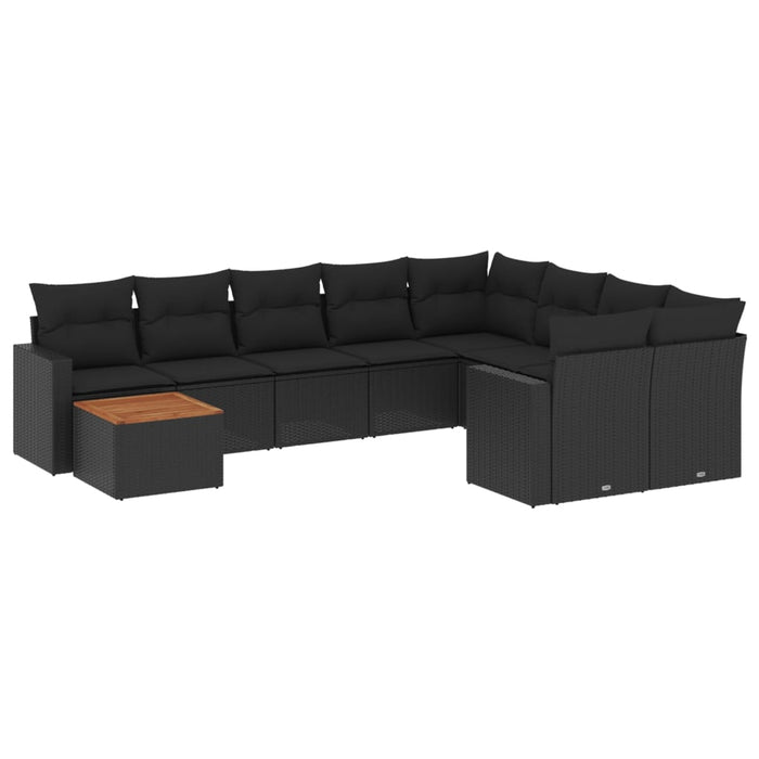 Set canapele de grădină cu perne, 10 piese, negru, poliratan - WALTI WALTI