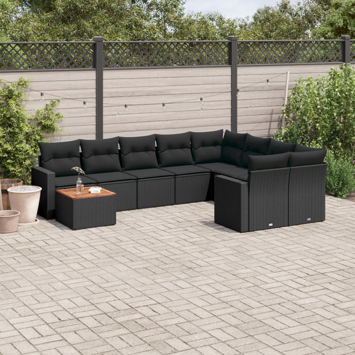 Set canapele de grădină cu perne, 10 piese, negru, poliratan - WALTI WALTI
