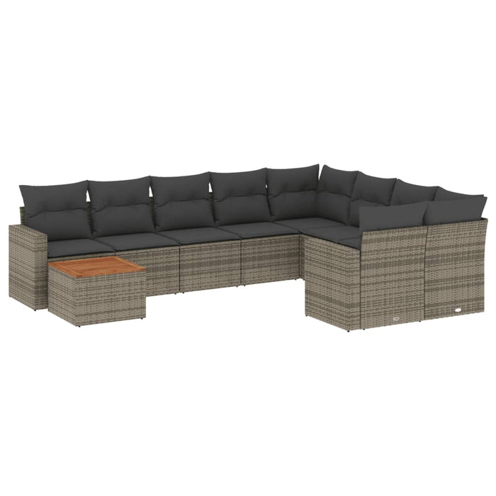 Set mobilier de grădină cu perne, 10 piese, gri, poliratan - WALTI WALTI