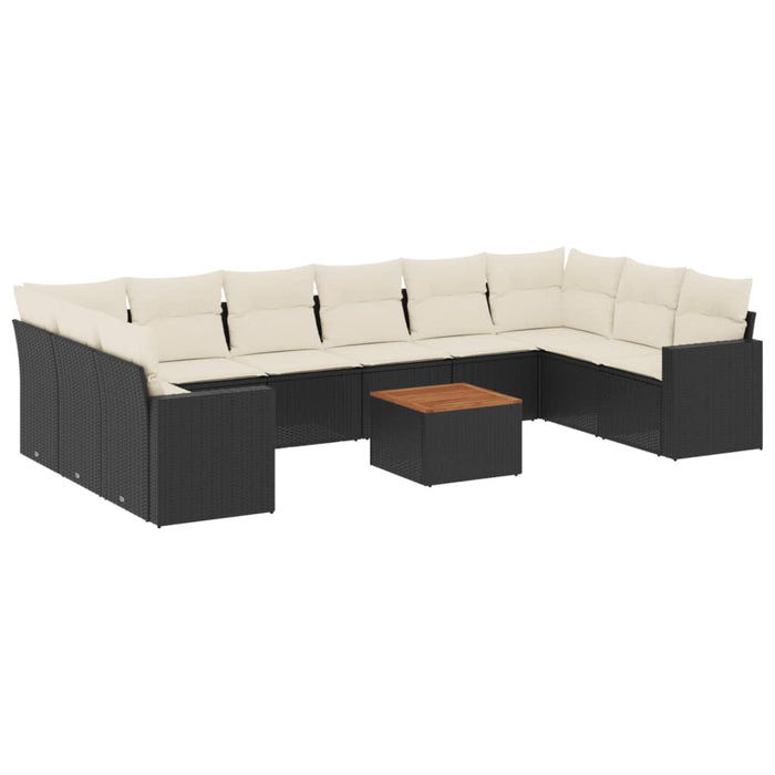 Set canapele de grădină cu perne, 11 piese, negru, poliratan - WALTI WALTI