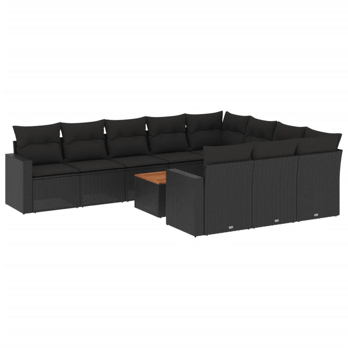 Set canapele de grădină cu perne, 11 piese, negru, poliratan - WALTI WALTI
