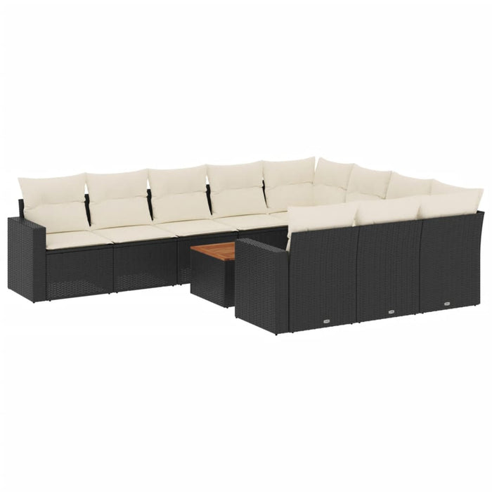 Set canapele de grădină cu perne, 11 piese, negru, poliratan - WALTI WALTI