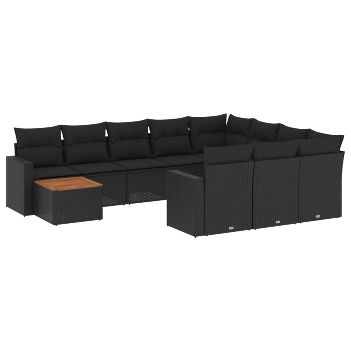 Set canapele de grădină cu perne, 11 piese, negru, poliratan - WALTI WALTI