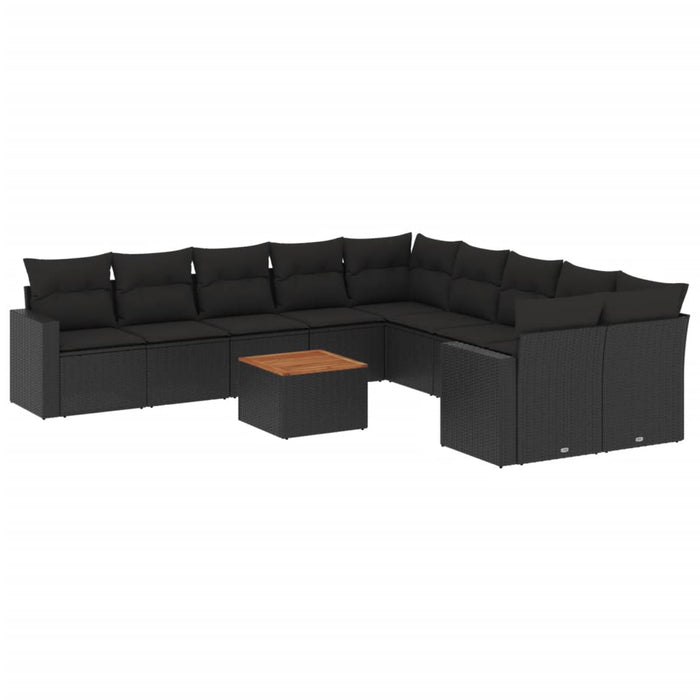 Set canapele de grădină cu perne, 11 piese, negru, poliratan - WALTI WALTI