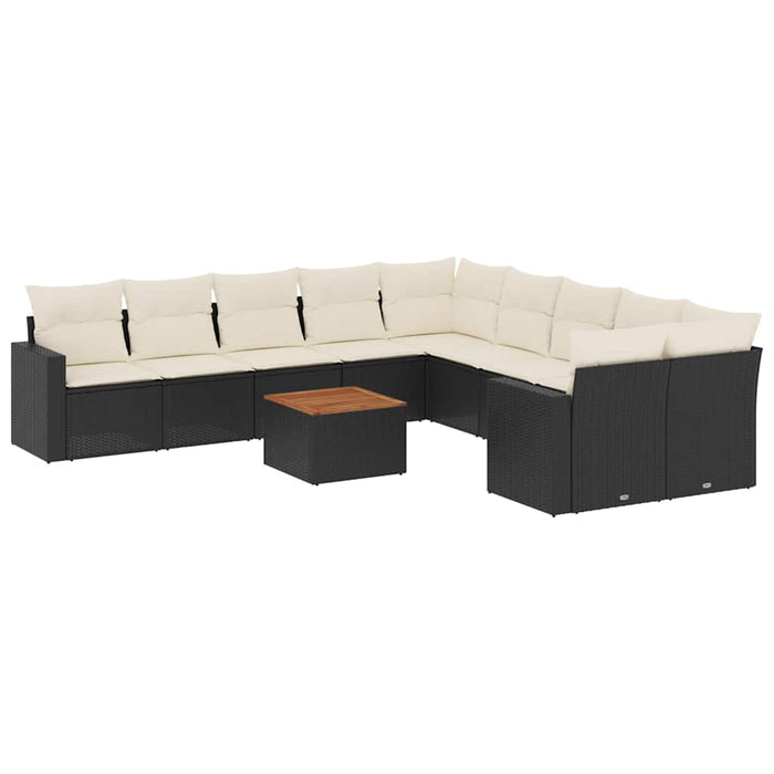 Set canapele de grădină cu perne, 11 piese, negru, poliratan - WALTI WALTI