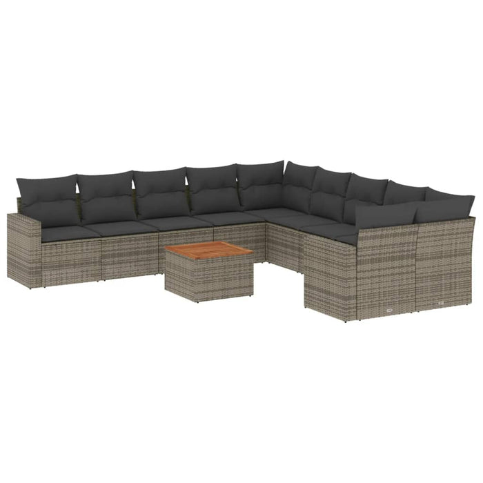 Set canapele de grădină cu perne, 11 piese, gri, poliratan WALTI
