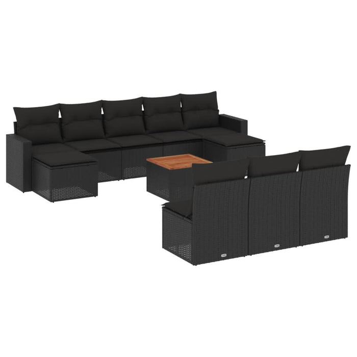 Set canapele de grădină cu perne, 11 piese, negru, poliratan - WALTI WALTI