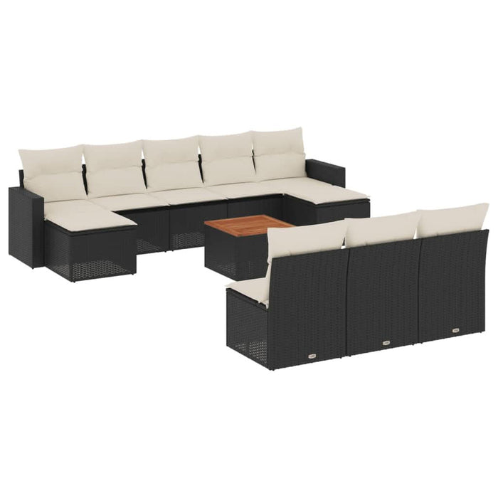 Set canapele de grădină cu perne, 11 piese, negru, poliratan - WALTI WALTI
