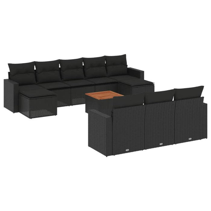 Set canapele de grădină cu perne, 11 piese, negru, poliratan - WALTI WALTI