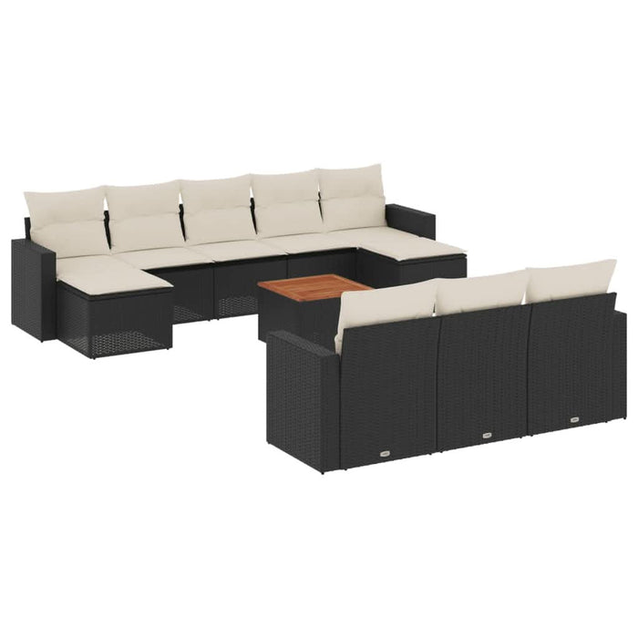 Set canapele de grădină cu perne, 11 piese, negru, poliratan - WALTI WALTI