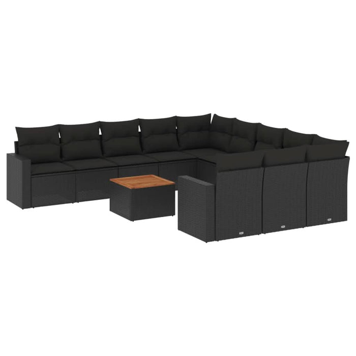Set canapele de grădină, 12 piese, cu perne, negru, poliratan - WALTI WALTI