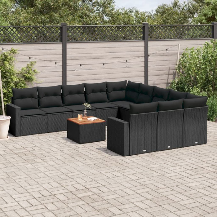 Set canapele de grădină, 12 piese, cu perne, negru, poliratan - WALTI WALTI