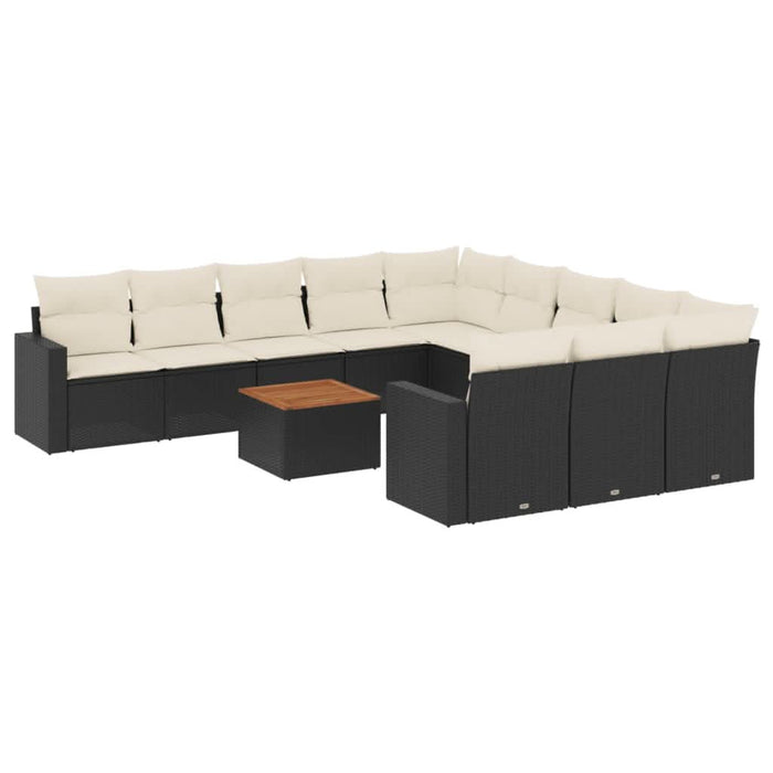 Set canapele de grădină, 12 piese, cu perne, negru, poliratan - WALTI WALTI
