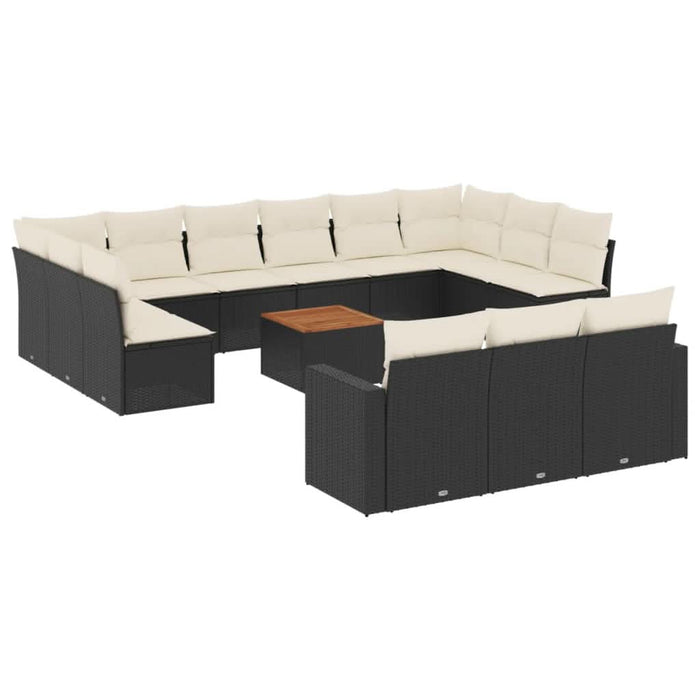 Set mobilier de grădină cu perne, 14 piese, negru, poliratan - WALTI WALTI