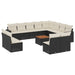 Set mobilier de grădină cu perne, 13 piese, negru, poliratan - WALTI WALTI