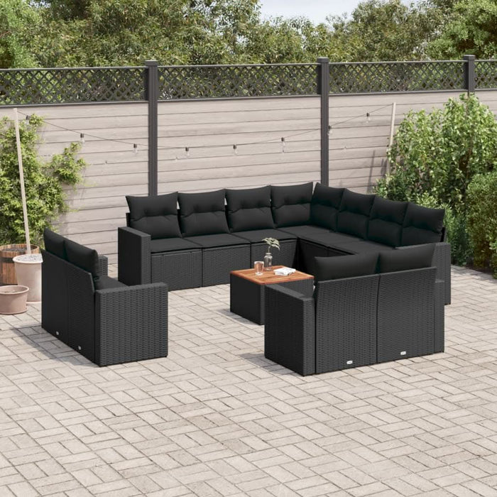Set canapele de grădină, 12 piese, cu perne, negru, poliratan - WALTI WALTI